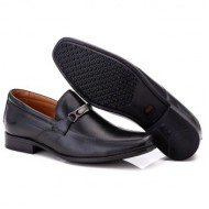 SAPATO SOCIAL COMFORT MASCULINO EM COURO PRETO 017