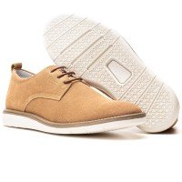 Sapatênis Masculino Couro Areia Confort 7001 Sapatênis Masculino Couro Areia Confort 7001