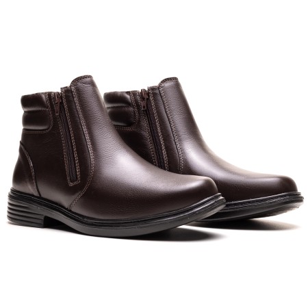 BOTA FINA EM COURO CAFÉ PL-1002C