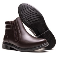 BOTA FINA EM COURO CAFÉ PL-1002C