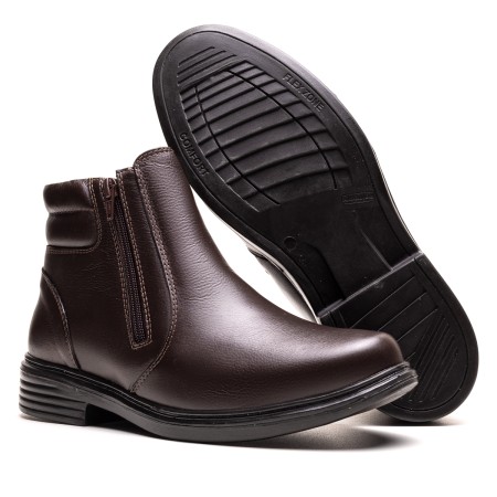BOTA FINA EM COURO CAFÉ PL-1002C