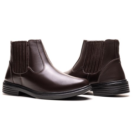 BOTA FINA EM COURO CAFÉ PL-1005C