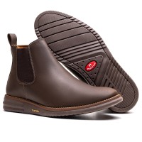 BOTINA MASCULINA ULTRA COMFORT EM COURO CAFÉ PL-1006C