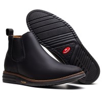 BOTINA MASCULINA ULTRA COMFORT EM COURO PRETO PL-1006P